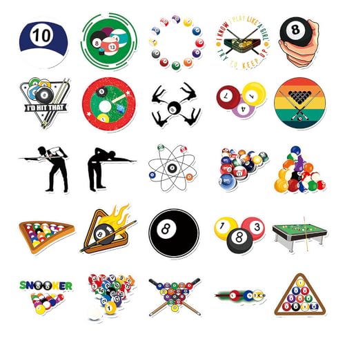 Playful Billiards Pool Vinyl Stickers, 50 PCS Waterproof Game Decals for Laptops Scrapbooking, Journals, Notebooks - Image 2