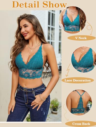 Image of Avidlove Bralettes for Women Lace Wireless Bra V Neck Racerback Crop Top Adjustable Lingerie No Padded