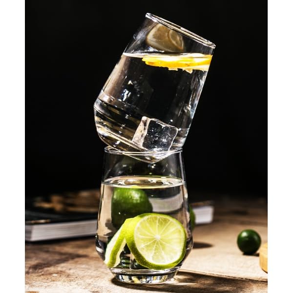 Image of Premium Juice Glasses Drinking Glasses, Highball Lead-Free Glasses, Tumblers for Water, Juice, Beer, Cocktail and Mixed Drinks - Pieces, Transparent (Juice Glasses, 2 Count (Pack of 1)) 400 ml
