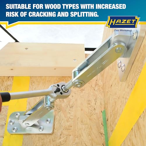 Image of HAZET Beam and Panel Pulling Tool 1774-2, Forged for Heavy Duty, Suitable for Clamping and Pulling Timber, Ergonomic Reversible Ratchet, Incl. 2 Aluminum Plates, Clamping Travel 4.53 In