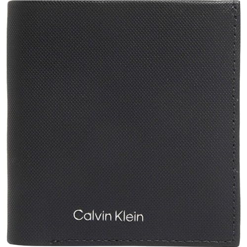 Portefeuille à trois volets Calvin Klein homme noir avec porte-monnaie et 6 fentes pour cartes