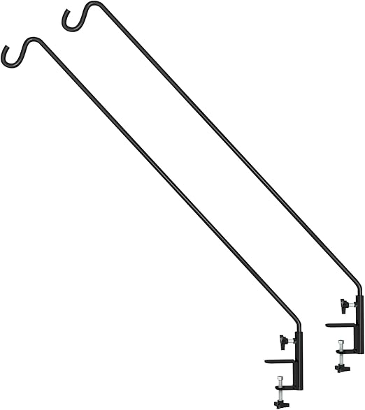 ERYTLLY Extended Reach Deck Hook Wall Pole Wall Mounted Deck Hook Extensible and Adjustable 28 inch to 43 inch Wall Bracket for Hanging Bird Feeder,Plants,Wind Chimes,Lanterns 2 Packs
