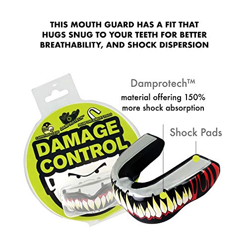 DAMAGE CONTROL Extreme Impact Mouth Guard, Mouth Guard for Sports, Boxing, Hockey, Lacrosse Mouth Guard, Mouth Guards with Shock Pads for Extreme Protection (SymBite, Adult)
