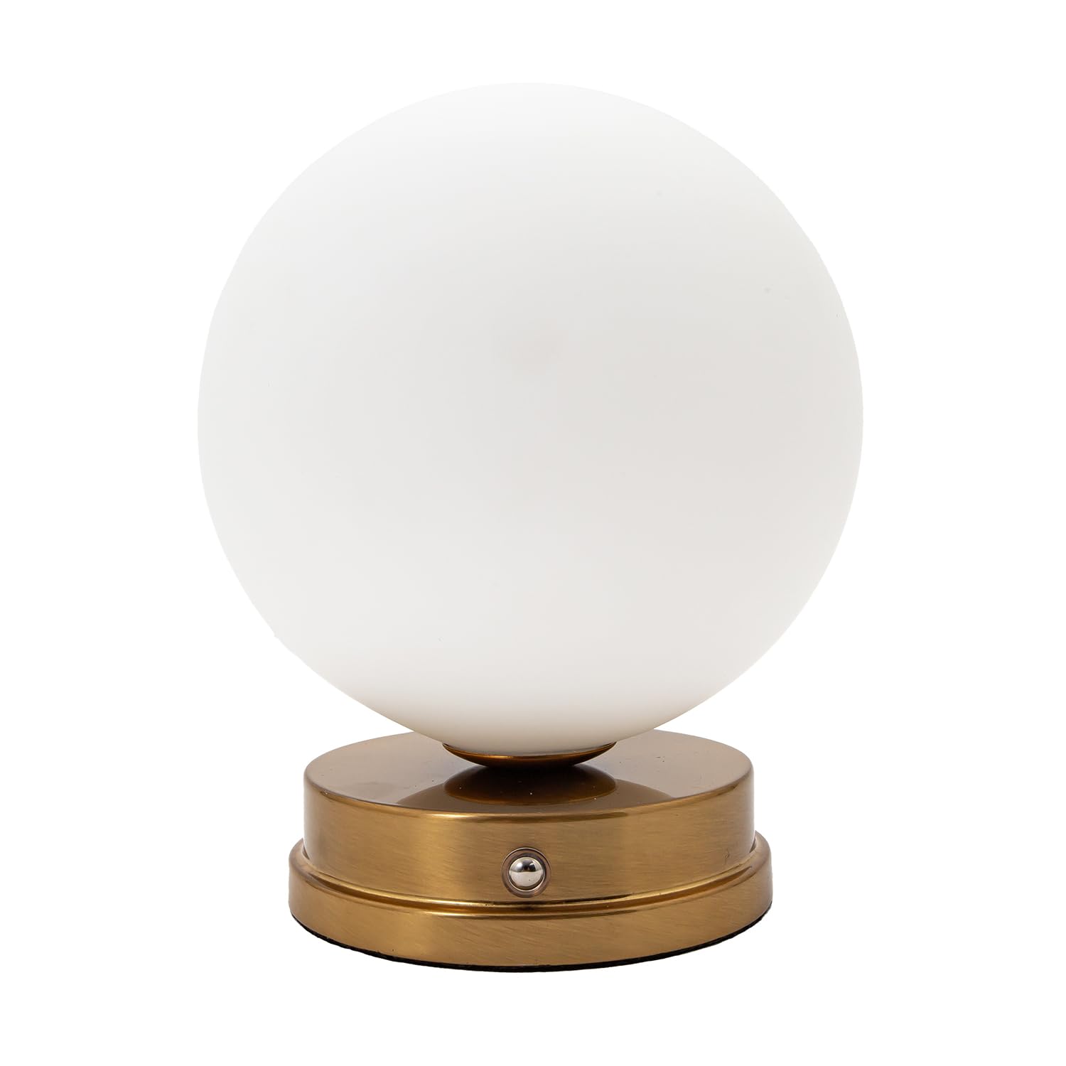 Modern Gold Rechargeable Touch Dimmable Table Lamp with White Glass Globe Sha...