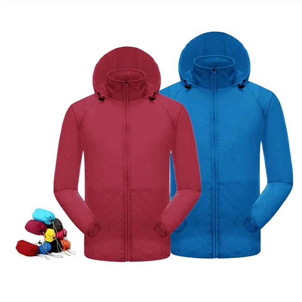 Femmes Hommes Vestes De Randonnée Imperméable À Séchage Rapide Coupe-Vent Protection Solaire Extérieur Imperméable Poche À Fermeture Éclair (Color : Unisex Black, Size : X-Small