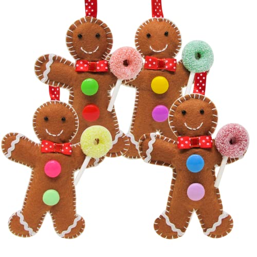Gingerbread Christmas Ornament 4Piece Set Handmade Plush
