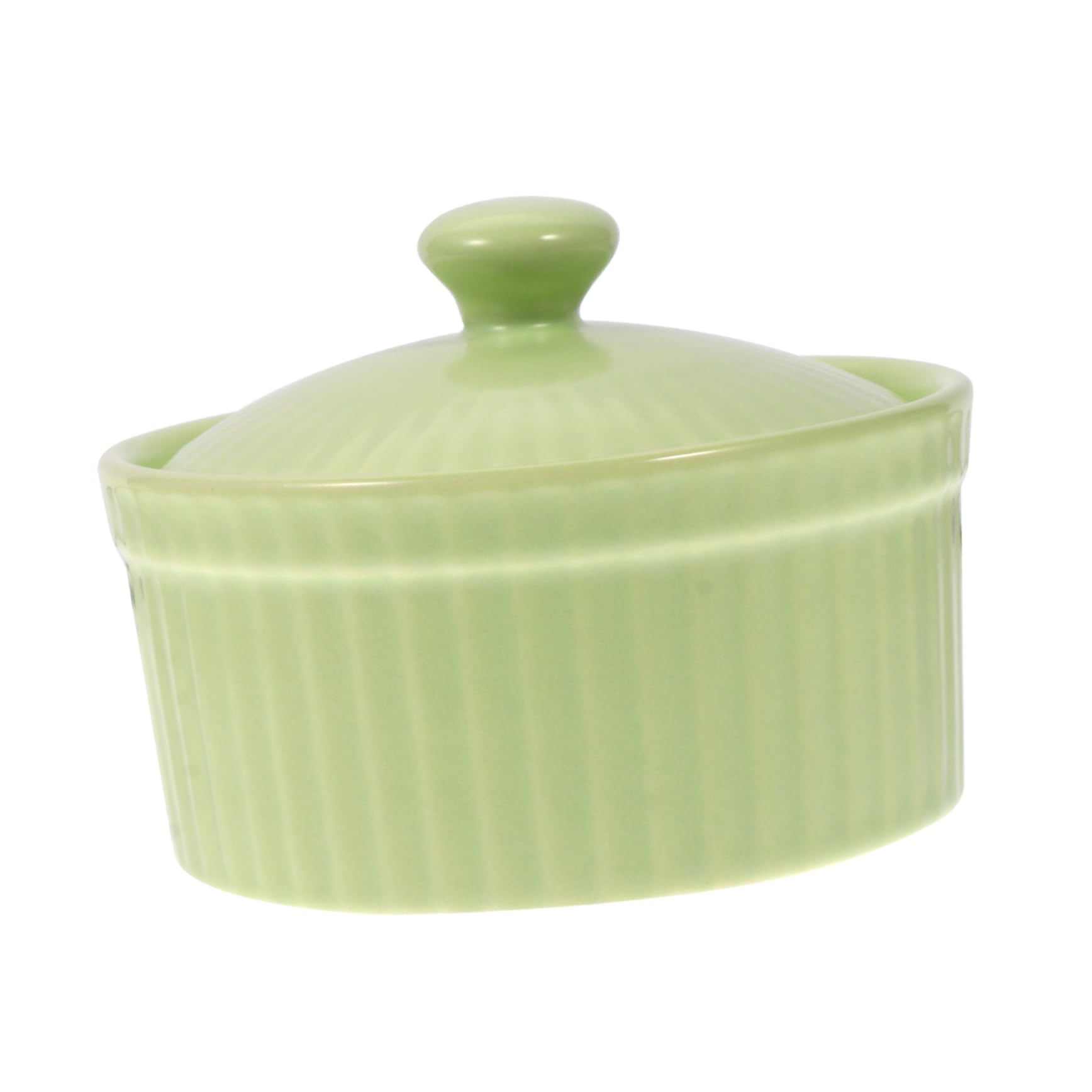 STOBAZA 1pc Ceramic Souffle Baking Dish with Lid Versatile Dessert Bowl for Pudding and Steamed Eggs Elegant for Home Buffet and Restaurant Use