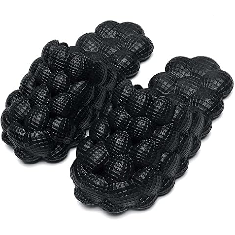 LAKIGE Kids Bubble Slides Girls Boys Cloud Slides Massage Slippers Non-slip Spa Slipper Beach Pool Quick Dry Slide Sandals for Indoor Outdoor Black 9.5/10 UK Child Cover