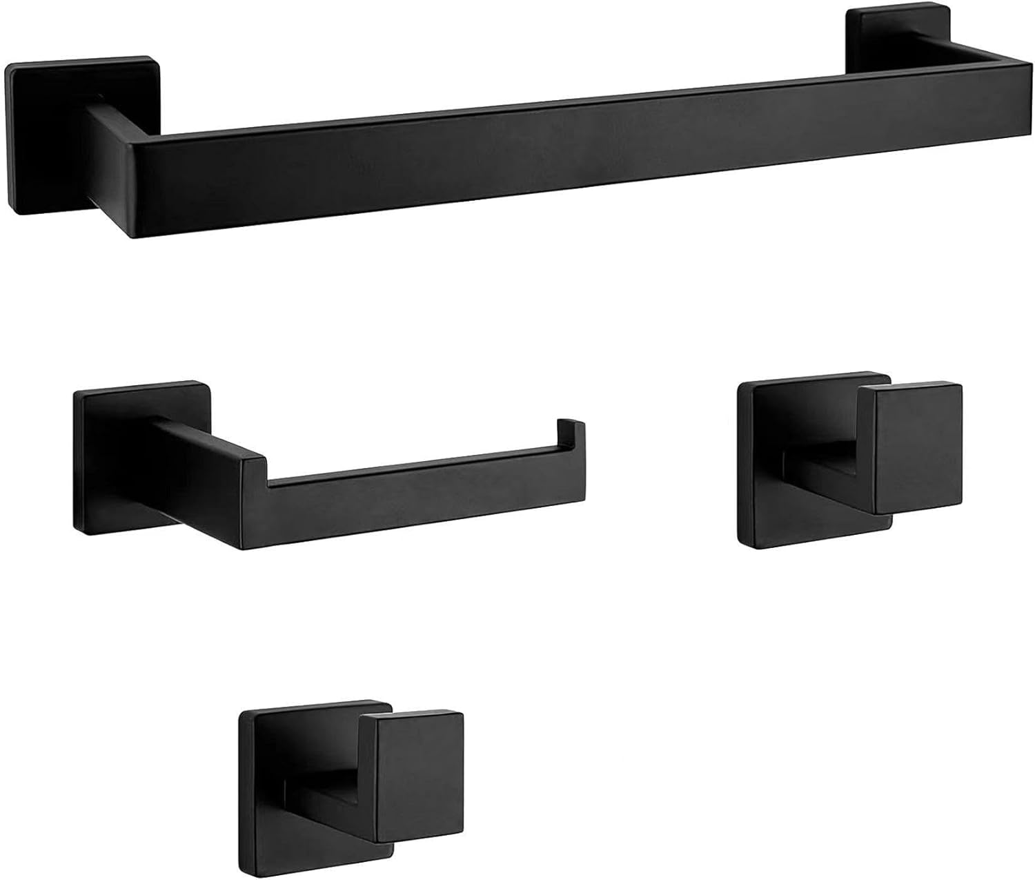 Matte Black Stainless Steel Bathroom Hardware Set, 24-inch Towel Bar