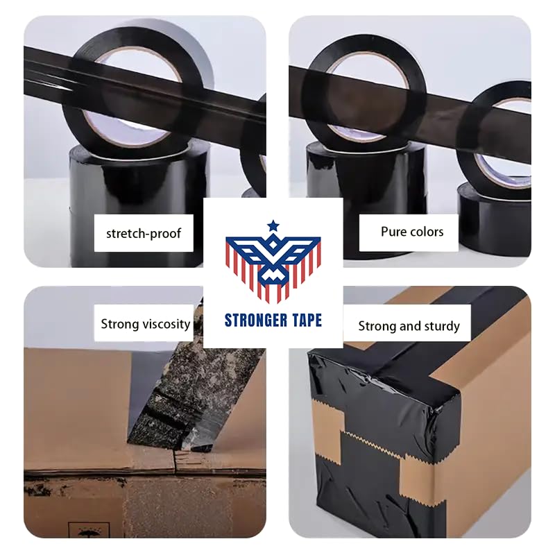 Black Carton Sealing Tape, 2 x 110 Yard, 2.0 mil Thick, Heavy Duty (1 Roll) for Moving, Packing, Shipping and Storage image 5