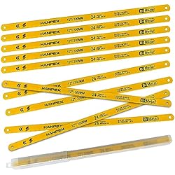 Hanpex Hacksaw Replacement Blades (10 Pack) High Speed 24 TPI - 12