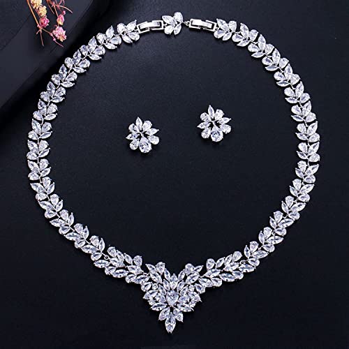 Conjunto de collar y aretes de novia de cristal como regalo para bodas