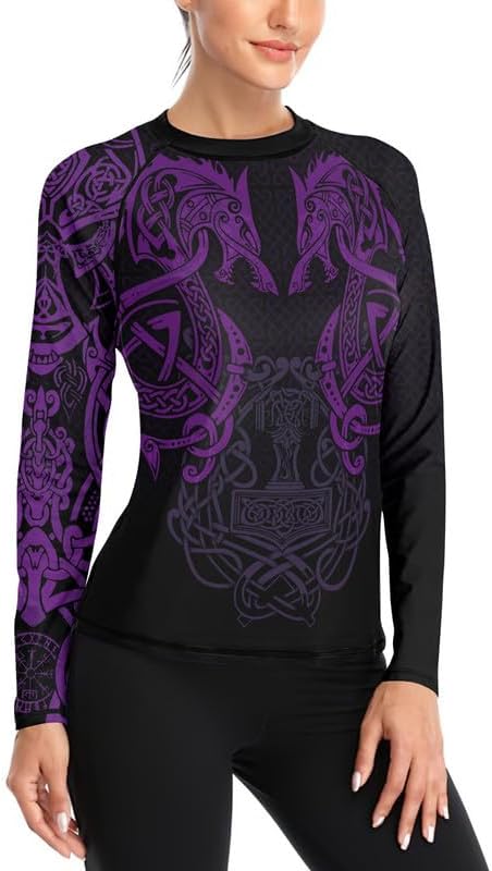 Viking Women's Compression Shirt Long Sleeve MMA BJJ Rash Guard Grappling Jiu Jitsu No Gi