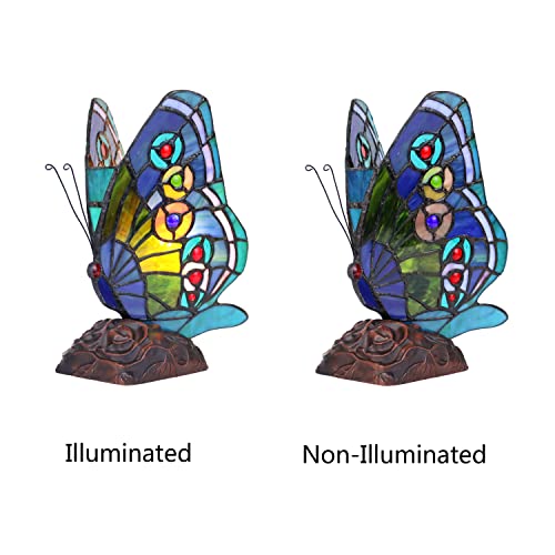 Radiance Goods Tiffany-Style 1 Light Butterfly Accent Table Lamp 10" Tall #TOP1