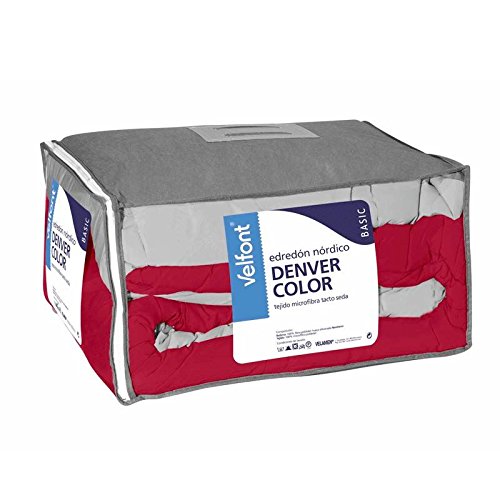 Velfont - Edredón nórdico Bicolor (240 x 220 cm), Color Perla-Granate