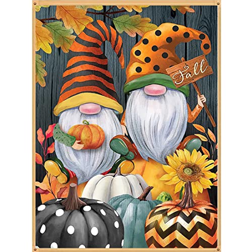 Thanksgiving Cross Stitch Kits,Fall Gnome Pumpkin Cross Stitch Kit For Beginner Adults,Stamped Count Cross Stitch Kit 11CT Cross Stitch Kit Home Wall Decor Arts And Crafts12x16Inch