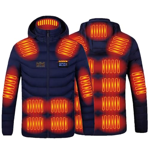 Beheizbare Jacke Herren Warme Dicke, Unisex 19 Zonen Vier Kontroll Reißverschluss,...