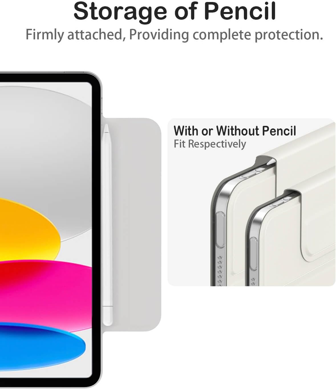 Feams V Fold Case for iPad (A16) 11th Generation 11 Inch 2025, iPad 10th Generation 10.9 Inch 2022, V-Shaped Standing Magnetic Detachable Clear Back Case with Portrait Mode & Auto Sleep, Cream White - Image 9