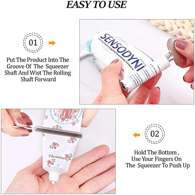 Tube Squeezer for Toothpaste, 6-Pack Metal Toothpaste Dispenser with Two Styles, Stainless Steel Tube Squeezer Tool for Home and Kitchen, Automatic Toothpaste Dispenser for Daily Use image 5