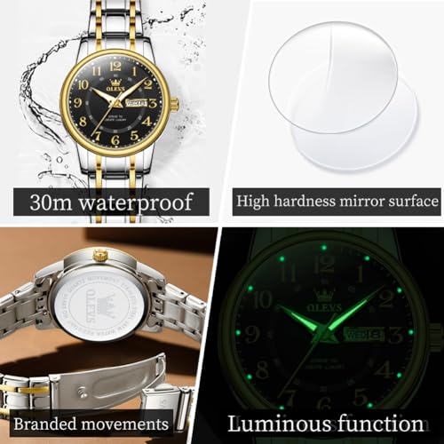 Image of OLEVS Watch Women Silver Stainless Steel Dress Analog Luminous Watch