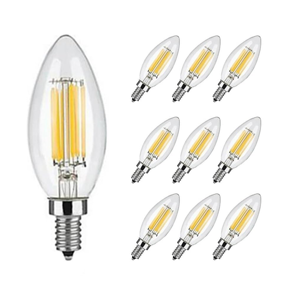 HongHeFu, Paquete de 10 lámparas LED de filamento de vela AC220V E14 4W C35 Led 4 lámparas de filamentos(Natural white)