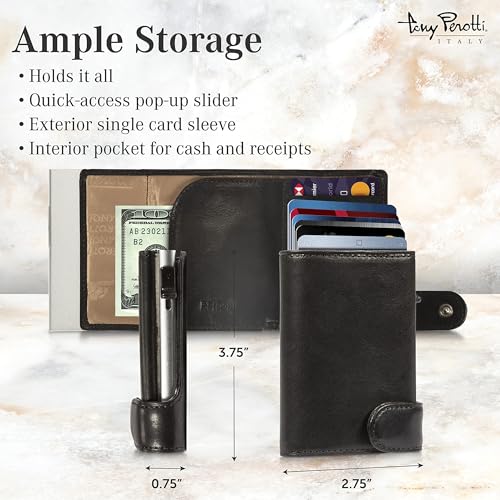 Tony Perotti Italian Leather Trifold Wallet for Men - RFID Quick Access Wallet With Cash & Receipt Pocket - Eco-Friendly Vegetable-Tanned Full Grain - Made in Italy2