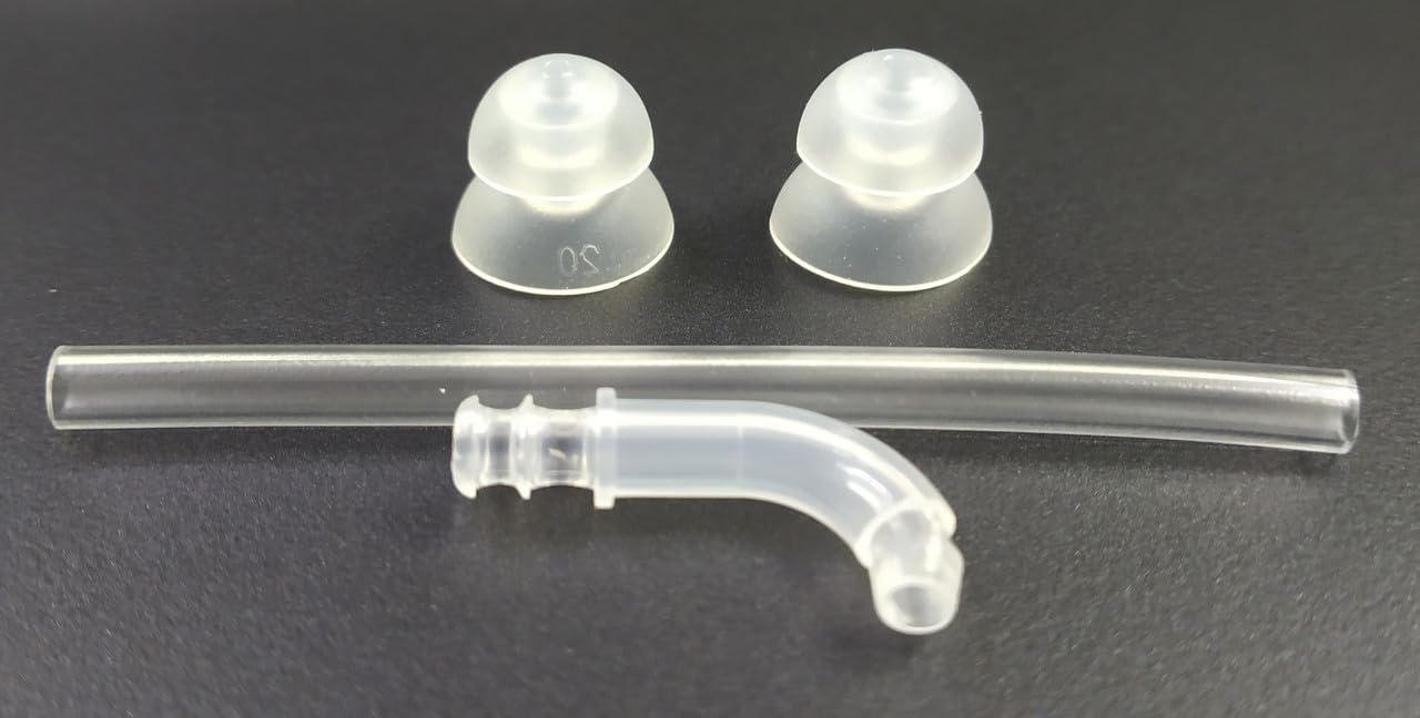 Enlinea Comfort Coupling Set, Pack of 2 Domes 8/10mm Double Dome With Adaptor and Tube for Signia Fast P, Fun P/SP, Run P/SP, Prompt P/SP BTE