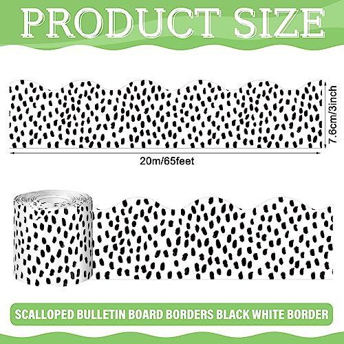 image for Zonon 65 Feet Bulletin Board Borders Black and White Polka Dots Stripe