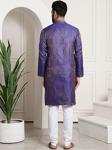Image of SOJANYA (Since 1958 Men's Silk Blend self Design Kurta and Churidar Pyjama Set