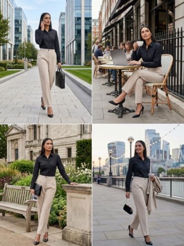 Image of Leriya Fashion Formal Pants for Women Office Wear |Trousers for Women - Straight Pants for Woman Formal Pant for Woman, Stretch Lycra Workwear Trousers