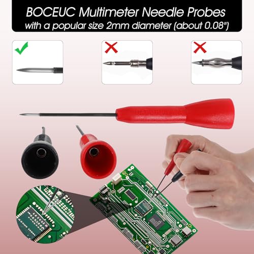 Image of 4PCS 2mm Multimeter Probes, Extended Needle Test Probes 600v /10a Non-Destructive Insulation Wire Piercing Needles Multimeter Tester for Leads Tl71 Tl75 (3.4 Inches)