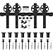 WINSOON 11FT Wood Double Sliding Barn Door Hardware Basic Black Big Spoke Wheel Roller Kit，5-18FT for Choose