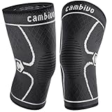 CAMBIVO 2 Pack Knee Brace, Knee Compression Sleeve Support for Running, Arthritis, ACL, Meniscus Tear, Sports, Joint Pain Relief and Injury Recovery (Medium, Gray)