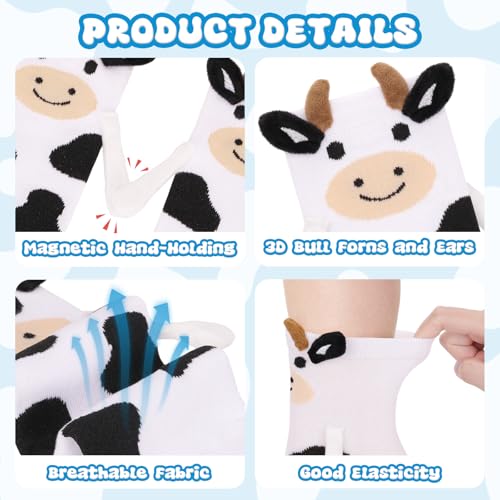 Image of Magnetic Holding Hands Socks -Funny Cow Animal Socks That Hold Hands Friends Gifts for Women Teen Girls Kids Birthday