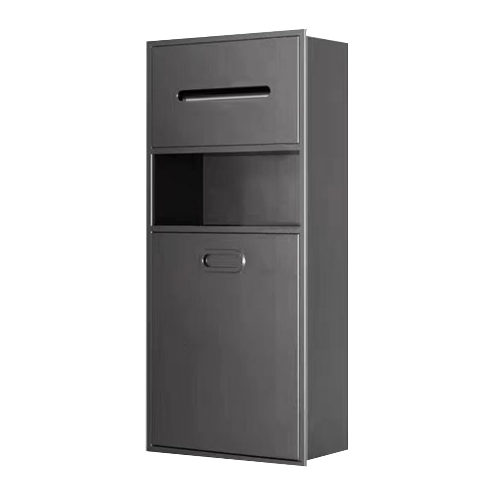 QUSYZD Stainless Steel Shower Niche, Built-in Trash Can, Toilet Paper Toiletries Storage Rack Recessed Niche Shelf for Bathroom Storage,Gray-a-20x50x14cm
