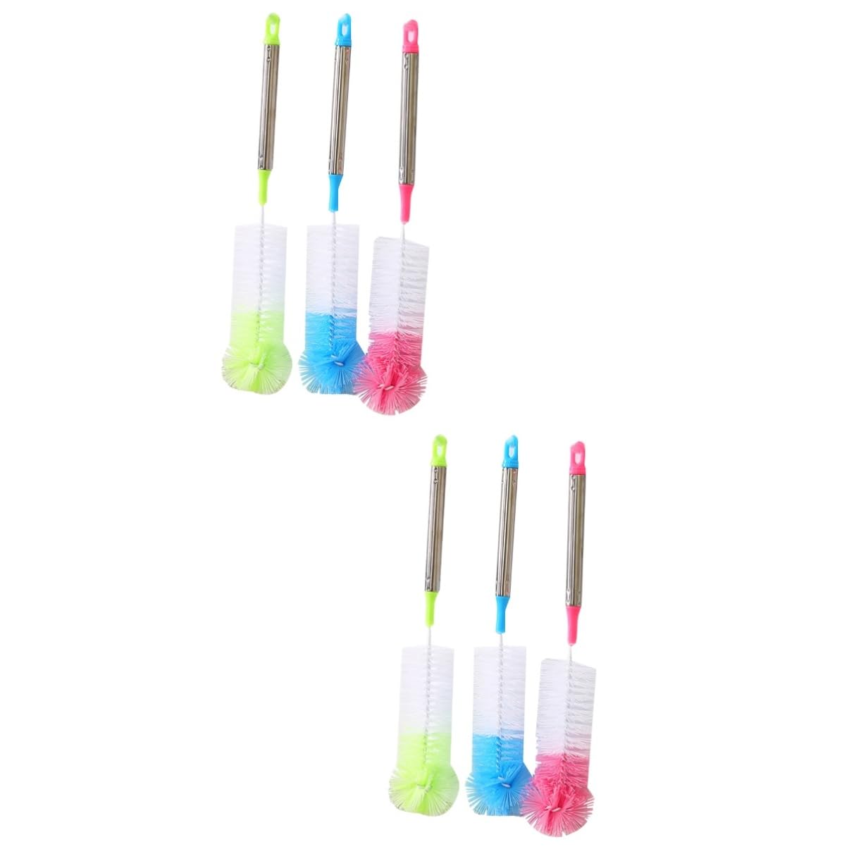 PRETYZOOM 2 Set Spazzole Per Bottiglie Con Testine Colorate Per Biberon Tazze E Bottiglie Inossidabile Colori Casual Colore Casuale 3 Pezzi*2
