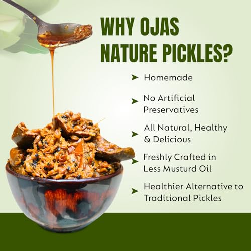 Image of Ojas Nature Homemade Dry Mango Pickle 400g Aam Ka Sukha Bharua Achar - Less mustard Oil & Preservative Free | Sun-Dried, Salty, Sour, Tangy, Spicy | Punjabi style | Fresh Mango Pickles & chutneys (400 G) | food grade Pet Jar