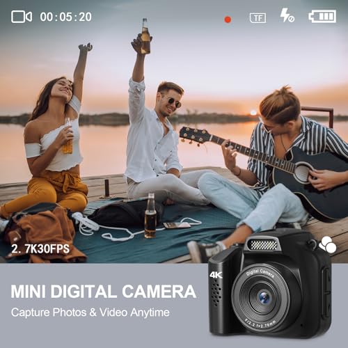 Image of Mini Keychain Camera, 4K FHD Retro Digital Camera, Retro Snap Mini Digital Camera with Flash,Filters,Lanyard, Portable Video Recorder for Photo Video Travel Recording