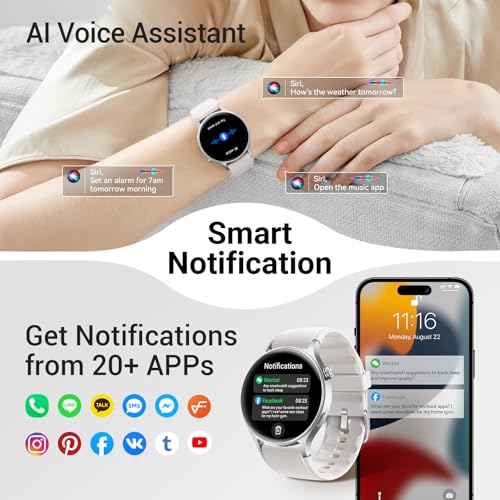 Image of Fitpolo Smart Watch for Men Women,1.3 inch AMOLED Touchscreen Fitness Tracker, Make /Answer Calls, Heart Rate SpO2 Monitor, 3ATM Waterproof, Sleep & Activity Tracking Smartwatch for Android Phones iPhone