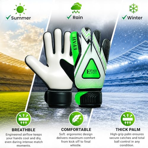 EFAH SPORTS Soccer Goalie Goalkeeper Gloves for Kids Boys Youth with Grips - image 2