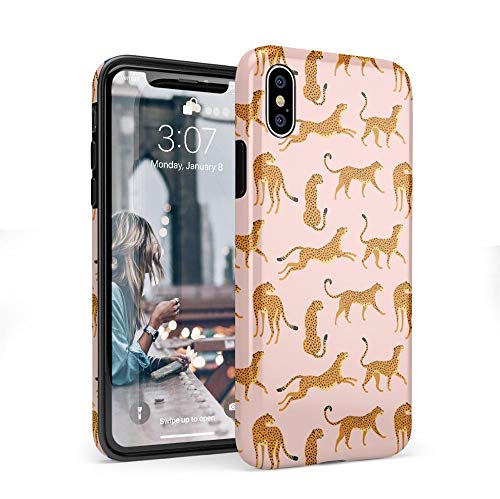 Casely iPhone X/XS Phone Case | On The Prowl | Pink Leopard Print Case | 360 Degree Coverage for Your Phone | Precise Cutouts, 1mm Raised Lip Camera Protection | Classic