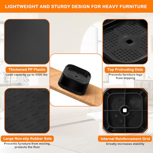 image for shouwuhho 8 Pack Furniture Risers Adjustable Bed Risers Heavy Duty Lif