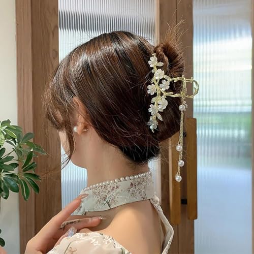 Pinzas para cabello metálicas con flor de jazmín miniatura 5