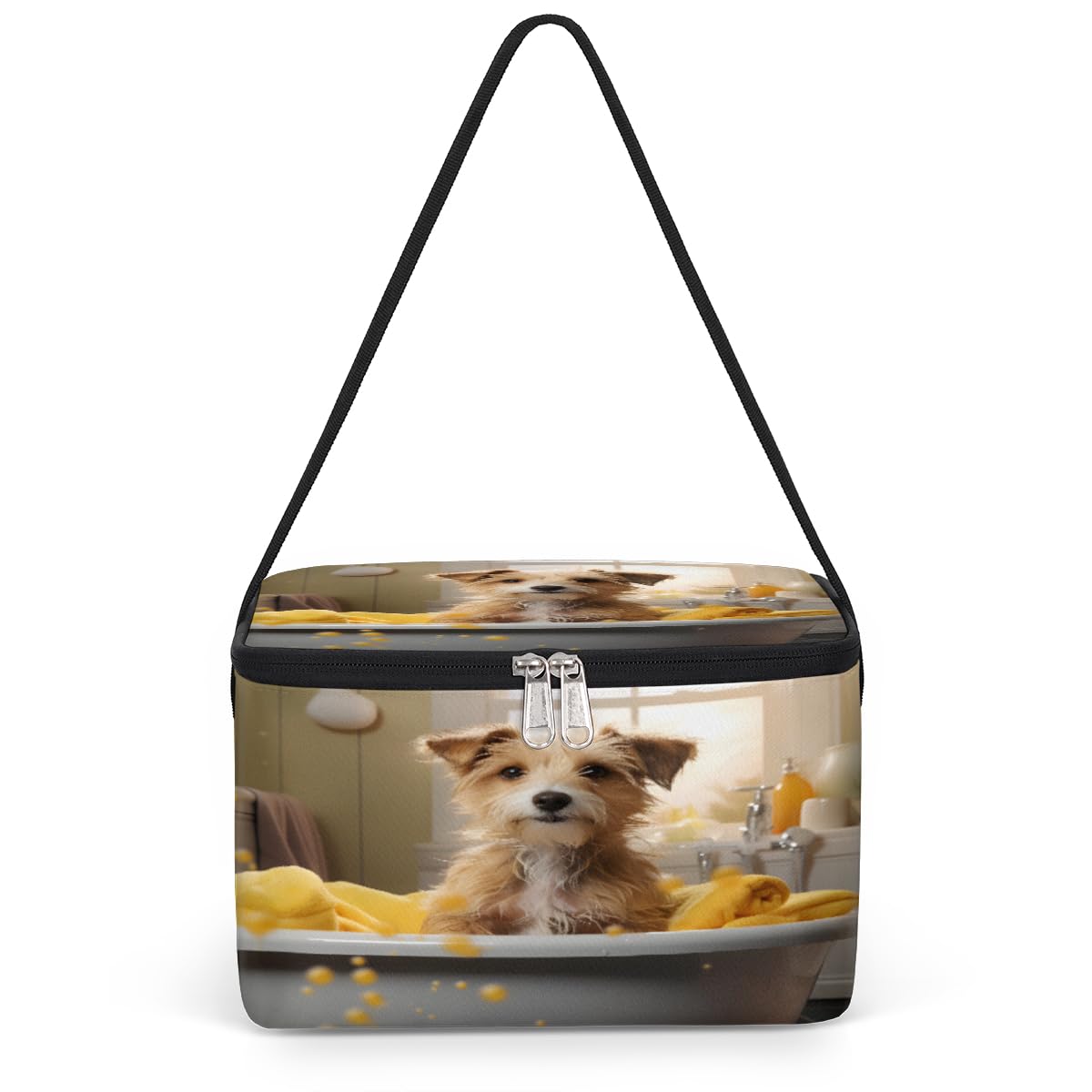 GzLeyigou Puppy Bath Lunch Bags for Women Men 9 Cans, Hot & Cold Food Delivery Bag Insulated Grocery Bag Insulated Lunch Box Dog Cooler Bag for Office Work Picnic Beach
