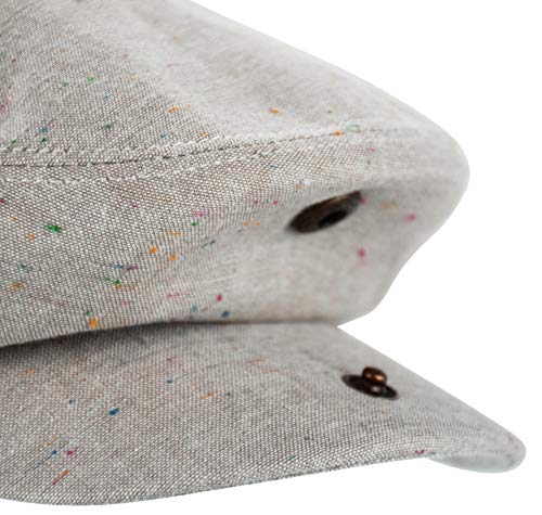 Men\'s Thick Cotton Summer Newsboy Cap SnapBrim Ivy Driving Stylish Hat (Oatmeal Sprinkle-2926, L/XL)