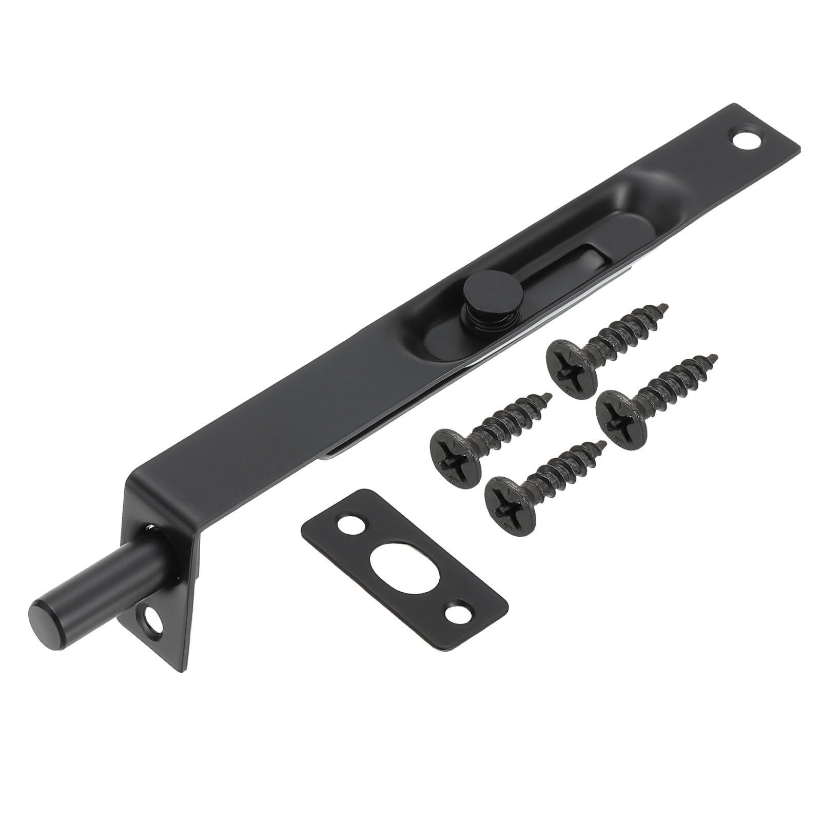 PATIKIL Flush Bolt 6" x 0.71", Stainless Steel French Door Lock Concealed Slide Double Door Latch for Wood Composite Double Door Black