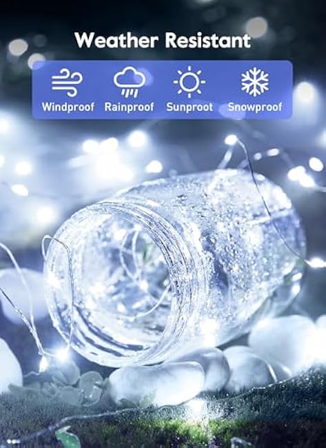 Minetom USB Fairy Lights Plug in, 66 Feet 200 LED Twinkle String Lights with Remote and Timer, Waterproof 8 Modes for Bedroom Indoor Wreath DIY Party Wedding Christmas Holiday Decoration, Pure White