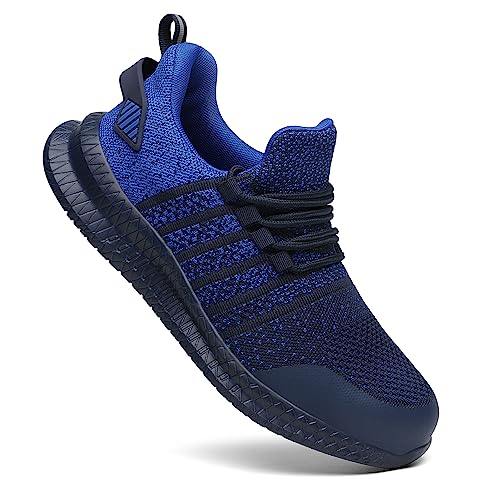 Steel Toe Shoes for Men and Women Comfortable Lightweight Work Safety Shoes Puncture Proof Slip Resistant Indestructible Sneakers Construction Work Utility DarkBlue M13