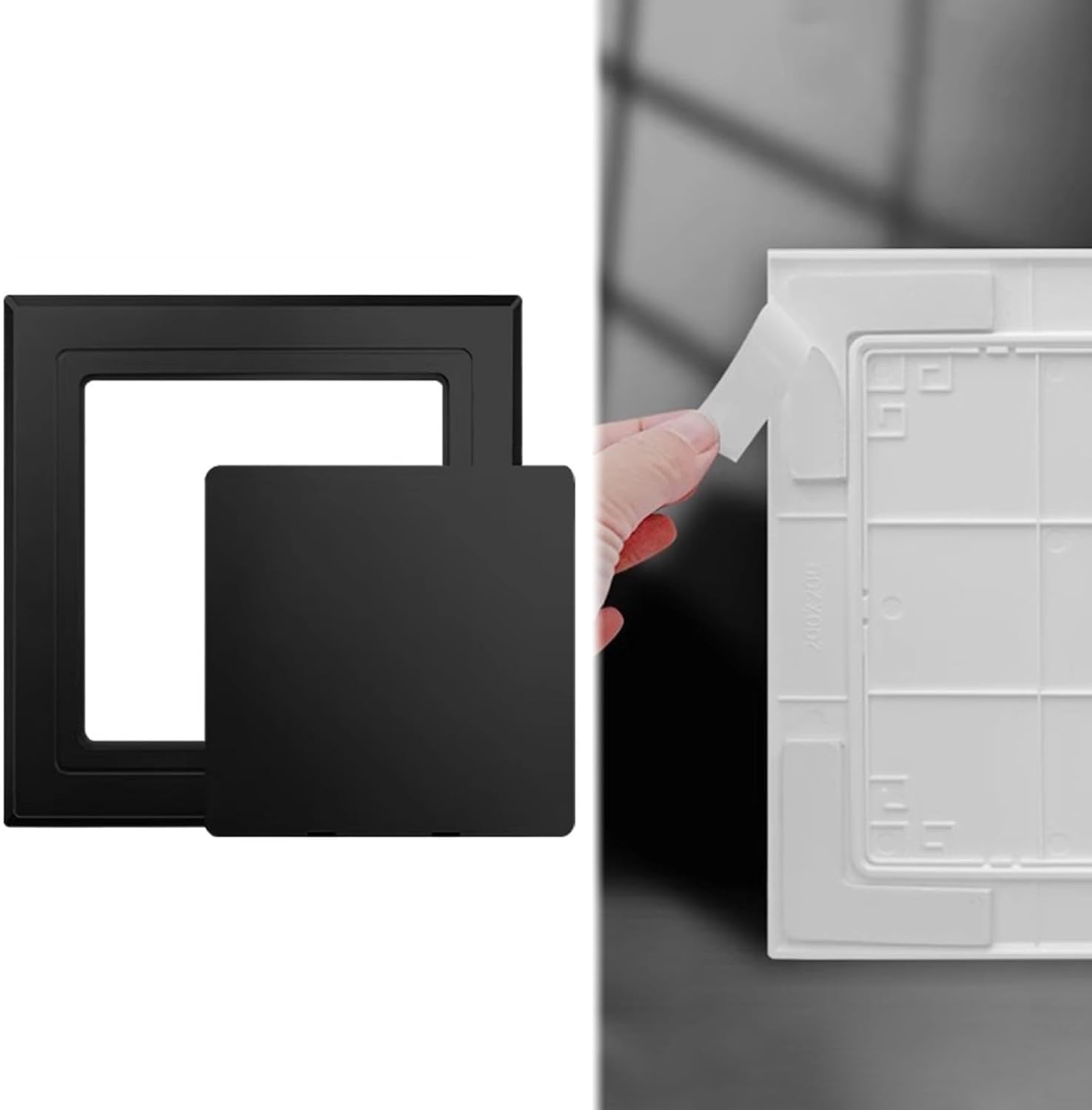 k3Mq9Rw Recessed Access Panel Self-adhesive Cover Plates Mini Access Hatches Suitable For Pipes, HVAC Ducts And Cabling(Schwarz,150x150mm (5.9x5.9in))
