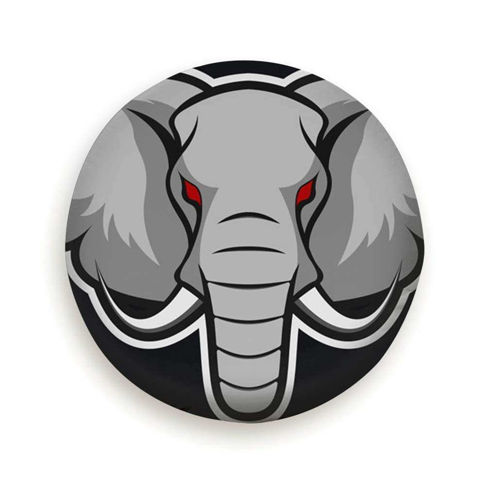SunwdSpare Wheel Covers, Elephant Mascot African Head Animals Signs Symbols Pure Black 14", 15",16",17" inch Polyester Spare Tire Tyre Wheel Valve Cover (1pcs of Pack)